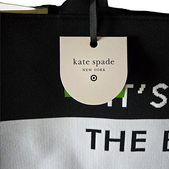 Kate Spade New York x Target Colorblock Black & White Knit Tote Bag – NEW - Picture 7 of 11